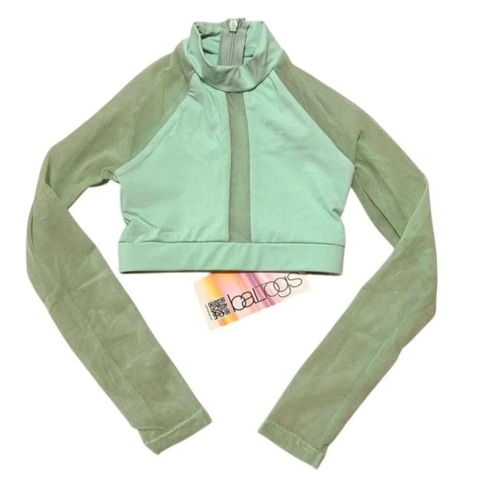CS Baltogs Mock Neck Long Sleeve Dance Crop Top mint green small‎ CS dancewear